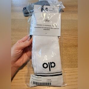 ALO Yoga White Athletic Socks with Black Logo